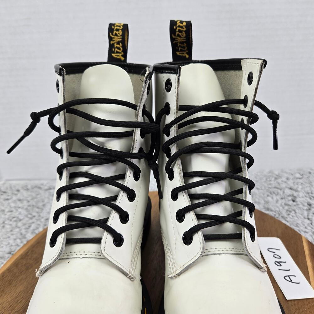 Dr. Martens Womens 6 1460 Smooth Leather White Lace Up Casual Y2K Combat Boots - Picture 7 of 13